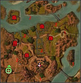 Zadania do wykonania: należy otworzyć cele z centaurami (czerwone bramy na mapie), a następnie zdobyć twierdzę (ludzik na mapie) - Rozdroże Kodonur (misja) | Kourna | Guild Wars Nightfall - Guild Wars: Nightfall - poradnik do gry