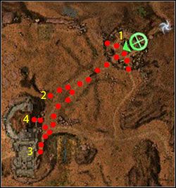 Zadania do wykonania: najpierw należy obronić Ronjok oraz Mędrca Jonaha (1) przed atakami margonitów i posłańców, a następnie zabić Posłańca Zmierzchu (4) - Zatoka Nundu (misja) | Kourna | Guild Wars Nightfall - Guild Wars: Nightfall - poradnik do gry