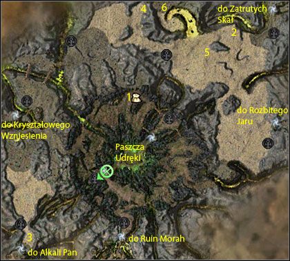 Pęknięte Serce jest jednym z miejsc, gdzie można znaleźć specjalną skrzynkę, z której wypada złoty przedmiot oraz od 500 do 3000 złota (im dalsza kraina tym więcej) - Paszcza Udręki, Pęknięte Serce | Pustkowia | Guild Wars Nightfall - Guild Wars: Nightfall - poradnik do gry