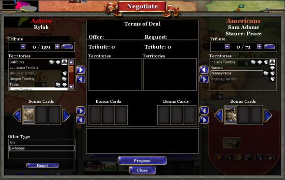 Po prawej i lewej stronie ekranu widzimy partnerów w negocjacjach - Dyplomacja i negocjacje w Rise of Nations - Rise of Nations - poradnik do gry