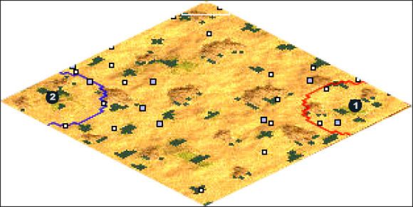 Każda ze stron zaczyna walkę z innej strony mapy, Ty w 1 a Aztekowie w 2 - Texas | The New World Iroquois w Rise of Nations - Rise of Nations - poradnik do gry