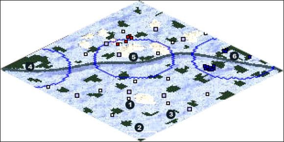 Bitwę zaczynasz w południowym rogu mapy ale miasto musisz zbudować nieco wyżej na północ - Quebec | The New World Iroquois w Rise of Nations - Rise of Nations - poradnik do gry