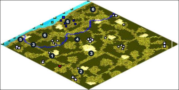 Zaczynasz przy południowej krawędzi mapy a pierwsze miasto ulokuj w pobliżu 1 - Guyana | The New World Iroquois w Rise of Nations - Rise of Nations - poradnik do gry