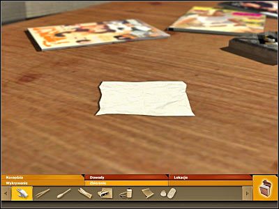 Także i w tym przypadku będziesz musiał zbadać znajdujący się w centralnej części pomieszczenia niewielki stolik - część 11 | Sąd ostateczny | CSI Kryminalne Zagadki Miami - CSI: Kryminalne Zagadki Miami - poradnik do gry