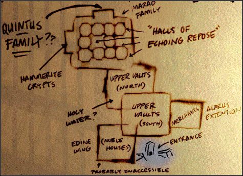 Zaraz po wejściu do środka znajdziesz się na poziomie górnych krypt, które z części południowej zaprowadzą Cię łatwą drogą do północnej - DOWN IN THE BONEHOARD (1) | MISJA 3 | Thief The Dark Project - Thief: The Dark Project - poradnik do gry
