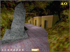 Jeden z domków jest usytuowany wyraźniej niżej niż pozostałe - THE LOST CITY (2) | MISJA 7 | Thief The Dark Project - Thief: The Dark Project - poradnik do gry