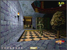 Zgaś dwie pochodnie przed nim i dosłownie spod jego nóg zabierz mieszek (1805 ) - ESCAPE (2) | MISJA 9 | Thief The Dark Project - Thief: The Dark Project - poradnik do gry