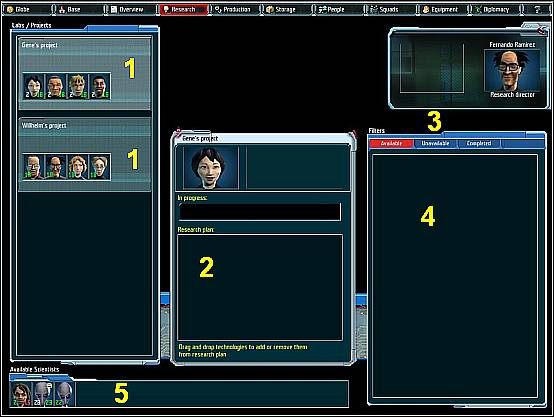Ekran nauki umożliwia prowadzenie badań naukowych - Ekran nauki | Ekrany gry UFO Afterlight - Bitwa o Marsa - UFO: Afterlight - Bitwa o Marsa - poradnik do gry