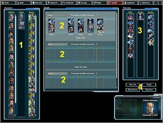 Ekran oddziałów umożliwia sformowanie oddziału, który będzie brał udział w działaniach taktycznych - Ekran oddziałów | Ekrany gry UFO Afterlight - Bitwa o Marsa - UFO: Afterlight - Bitwa o Marsa - poradnik do gry