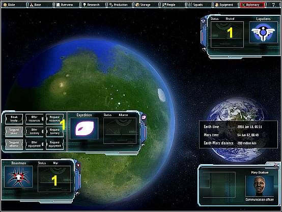 Ekran dyplomacji umożliwia prowadzenie dialogu z innymi frakcjami - Ekran dyplomacji | Ekrany gry UFO Afterlight - Bitwa o Marsa - UFO: Afterlight - Bitwa o Marsa - poradnik do gry
