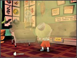 Szybko dokonali zakupu nowego uzbrojenia i tak wyposażeni ruszyli do gabinetu Sybil - Psychoterapia grupowa | I. Culture Shock | Sam & Max Sezon 1 - Sam & Max: Sezon 1 - poradnik do gry