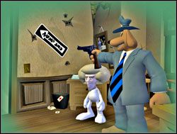 Pod samym sufitem najzwyczajniej w świecie lewitowała sobie głowa Maksa - W okowach hipnozy | I. Culture Shock | Sam & Max Sezon 1 - Sam & Max: Sezon 1 - poradnik do gry