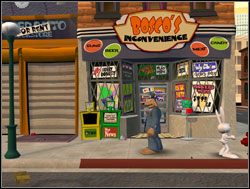 Sam postanowił jeszcze przed podróżą do studia udać się na zakupy do Bosco - Operacja pianka do golenia | II. Situation Comedy | Sam & Max Sezon 1 - Sam & Max: Sezon 1 - poradnik do gry