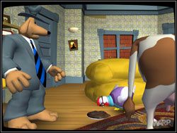 Dozorca dał się nabrać, a nawet poprosił o możliwość spróbowania tej egzotycznie nazwanej potrawy - Gwiazdy małego ekranu, część I - Miejscy kowboje | II. Situation Comedy - Sam & Max: Sezon 1 - poradnik do gry