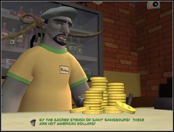 Okazało się, że sprzedawca posiadał supernowoczesne biologiczne urządzenie podsłuchowe, popularnie zwane pluskwą - Sezamie, otwórz się albo jakoś tak | III. The Mole, the Mob and the Meatball - Sam & Max: Sezon 1 - poradnik do gry