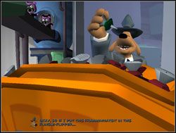 Użył go na znajdującym się z tyłu hali produkcyjnej urządzeniu i poczekał, aż maszyna zainstaluje moduł w nowej zabawce - Proszę nie bawić się ogniem, czyli wielki finał | III. The Mole, the Mob and the Meatball - Sam & Max: Sezon 1 - poradnik do gry