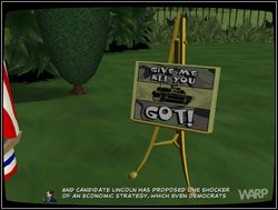 Następnie nałożył na stojak ze sloganami znaleziony przy biurze plakat - Kampania wyborcza i niedoszła randka z Lincolnem | IV. Abe Lincoln Must Die - Sam & Max: Sezon 1 - poradnik do gry