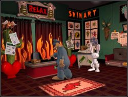 Detektywi udali się na miejsce, by sprawdzić, jak ich sąsiadka zareagowała na niespodziewany zastrzyk gotówki - Chcesz pokoju - gotuj się do wojny | IV. Abe Lincoln Must Die - Sam & Max: Sezon 1 - poradnik do gry