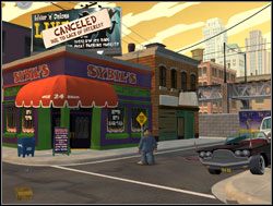 Detektywi, a raczej pan prezydent wraz ze swoim asystentem, postanowili odwiedzić Sybil, sądząc, że powinna być zorientowana w sytuacji - Gogle VR | V. Reality 2.0 | Sam & Max Sezon 1 - Sam & Max: Sezon 1 - poradnik do gry