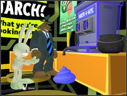 Po powrocie do wirtualnej rzeczywistości, Sam przyjrzał się maszynie stojącej w głębi sklepu Bosco - Zawiłości transakcji online i zdobycie miecza +2 | V. Reality 2.0 | Sam & Max Sezon 1 - Sam & Max: Sezon 1 - poradnik do gry