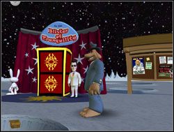 Okazało się, że nie będzie to takie proste, ponieważ dostępu do kryjówki Blissa strzegł znany już bohaterom ochroniarz, Speedball - Wejście do kopuły | VI. Bright Side of the Moon | Sam & Max Sezon 1 - Sam & Max: Sezon 1 - poradnik do gry