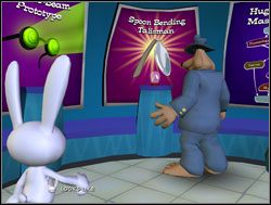 Na Księżycu weszli do sklepu z pamiątkami prowadzonego przez eks-bossa zabawkarskiej mafii, Kreta - Wejście do kopuły | VI. Bright Side of the Moon | Sam & Max Sezon 1 - Sam & Max: Sezon 1 - poradnik do gry