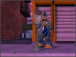 Sam postanowił jeszcze wyprostować zgięty od niepamiętnych czasów parkometr - O trzech Maksów za dużo | VI. Bright Side of the Moon | Sam & Max Sezon 1 - Sam & Max: Sezon 1 - poradnik do gry
