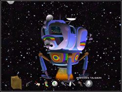 Za pomocą talizmanu uwolnił się z pierwszej i drugiej pułapki - Ostateczna konfrontacja (czytaj: pasteryzacja) | VI. Bright Side of the Moon - Sam & Max: Sezon 1 - poradnik do gry