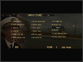 Ekran ustawień gry oferuje szerokie możliwości wyznaczenia warunków rozgrywki. - Gameplay Settings | Pierwsze kroki w Silent Hunter 4 Wolves of the Pacific - Silent Hunter 4: Wolves of the Pacific - poradnik do gry