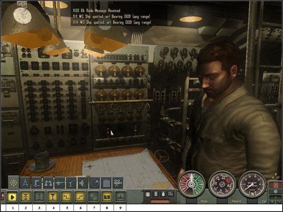 W pozycjach 1 - 9 rozkazy dostępne na Stanowisku dowodzenia. - Sekcja II - Panel Rozkazów - Command Room | Aparatura pokładowa - Silent Hunter 4: Wolves of the Pacific - poradnik do gry