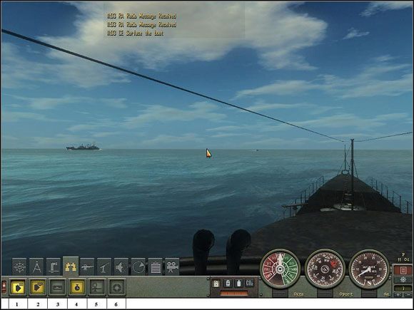 Widok z pomostu bojowego kiosku okrętu podwodnego. - Sekcja II - Panel Rozkazów - Bridge | Aparatura pokładowa w Silent Hunter 4 - Silent Hunter 4: Wolves of the Pacific - poradnik do gry