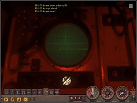 Ekran radaru po jednorazowym użyciu przełącznika Switch Range - nastąpiła zmiana zasięgu omiatania radaru. - Sekcja II - Panel Rozkazów - Radar | Aparatura pokładowa w Silent Hunter 4 - Silent Hunter 4: Wolves of the Pacific - poradnik do gry