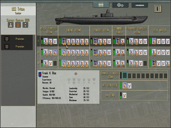 Ekran Awansów. - Sekcja II - Panel Rozkazów - Sub Management (1) | Aparatura pokładowa - Silent Hunter 4: Wolves of the Pacific - poradnik do gry