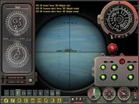 Okrągła tarcza nad Panelem Wyrzutni Torped to urządzenie Narzędzi Danych Ataku w pozycji Dystans do celu - Torpedo Attack - Tryb swobodny w zanurzeniu | Submarine School w Silent Hunter 4 - Silent Hunter 4: Wolves of the Pacific - poradnik do gry