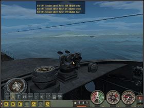 Widok TBT na pomoście bojowym kiosku okrętu podwodnego. - Torpedo Attack - Tryb swobodny w wynurzeniu | Submarine School w Silent Hunter 4 - Silent Hunter 4: Wolves of the Pacific - poradnik do gry