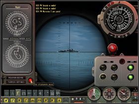 Przycisk Stan Utrzymania Pozycji w pozycji włączonej, przy Urządzeniu Utrzymania Pozycji w Pozycji Dozoru (Position Keeper) - Torpedo Attack - Tryb zaawansowany teoria (6) | Submarine School - Silent Hunter 4: Wolves of the Pacific - poradnik do gry