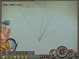 Po osiągnięciu głębokości zmieniam kurs na 90°E cały czas utrzymując Prędkość 1/3 i zbierając dane o namiarach ze stanowiska sonaru - Conwoy attack (1) | Submarine School w Silent Hunter 4 - Silent Hunter 4: Wolves of the Pacific - poradnik do gry