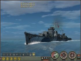 Japoński niszczyciel Klasy Akizuki raczej nie przebywa tu w zamiarze grillowania ryb na pełnym oceanie. Peryskop bojowy w dół, zanurzenie 45 metrów, maszyny 1/3! - Conwoy attack (1) | Submarine School w Silent Hunter 4 - Silent Hunter 4: Wolves of the Pacific - poradnik do gry