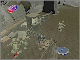 W kolejnym pomieszczeniu natkniesz się na grupę jaszczurów i dwa zniszczone wagoniki - Part 3 - The Hunter and the Hunted (1) - The Lizard - Spider-Man 3: The Game - poradnik do gry