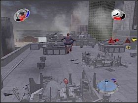 Wkrótce wylądujesz na dachu wieżowca, a śmigłowiec zacznie strzelać do ciebie rakietami - Part 5 - Death to J. Jonah - Mad Bomber - Spider-Man 3: The Game - poradnik do gry