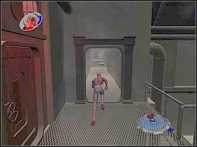 Idź długim korytarzem aż dotrzesz do pokoju ze zniszczonym kablem, z którego leci prąd [1] - Part 2 - Bomb Shelter - Apocalypse - Spider-Man 3: The Game - poradnik do gry