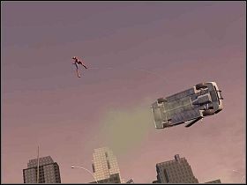 Następnie obejrzyj animowaną scenkę i zeskocz z kontenera na dach samochodu [1] - Part 3 - Suspicious Invitation - Dewolfe - Spider-Man 3: The Game - poradnik do gry
