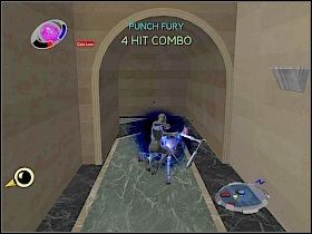 Następnie wskocz na którąś z balustrad i zacznij rozprawiać się z kolejnym oponentem [1] - Part 3 - Jurassic Heist - Arsenic Candy - Spider-Man 3: The Game - poradnik do gry