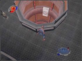 Kiedy prąd nie będzie już stanowił zagrożenia, wejdź po ścianie na górę i skieruj się w stronę dużych wentylatorów [1] - Part 1 - Scorpion Unleashed - Scorpion - Spider-Man 3: The Game - poradnik do gry