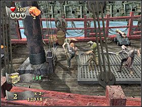 Po chwili załączy się krótka animacja z ostrzału ze strony Flying Dutchmana (#1) - Misja 10 - Sea Battle (2) | Solucja Piraci z Karaibów Na Krańcu Świata - Piraci z Karaibów: Na Krańcu Świata - poradnik do gry