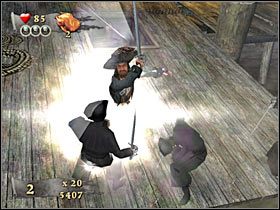 Po wygranej walce skorzystaj z praktycznie niezauważalnych schodów (#1) - Misja 11 - Shipwreck City (3) | Solucja Piraci z Karaibów Na Krańcu Świata - Piraci z Karaibów: Na Krańcu Świata - poradnik do gry