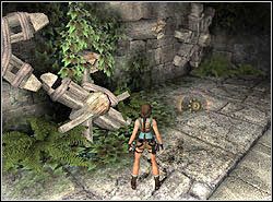 Gdy zawiśniesz na linie, rozbujaj się i osiągnij drewnianą platformę na wprost - 04. Zaginiona Dolina (1) | Peru w Tomb Raider Anniversary - Tomb Raider: Anniversary - poradnik do gry