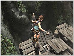Zejdź trochę niżej i wskocz na drewniany słup tuż przy miejscu, gdzie się wspinałaś - 04. Zaginiona Dolina (2) | Peru w Tomb Raider Anniversary - Tomb Raider: Anniversary - poradnik do gry