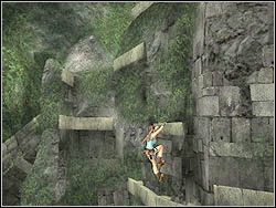 Zauważ, że po lewej stronie wejścia do jamy są wzdłużne krawędzie w ścianie - 04. Zaginiona Dolina (4) | Peru w Tomb Raider Anniversary - Tomb Raider: Anniversary - poradnik do gry