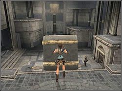 Kontynuuj kierunek przemieszczania, czyli używając następnego drążka przemieść się na półkę po drugiej stronie sali - 06. Świątynia św. Franciszka (2) | Grecja w Tomb Raider Anniversary - Tomb Raider: Anniversary - poradnik do gry